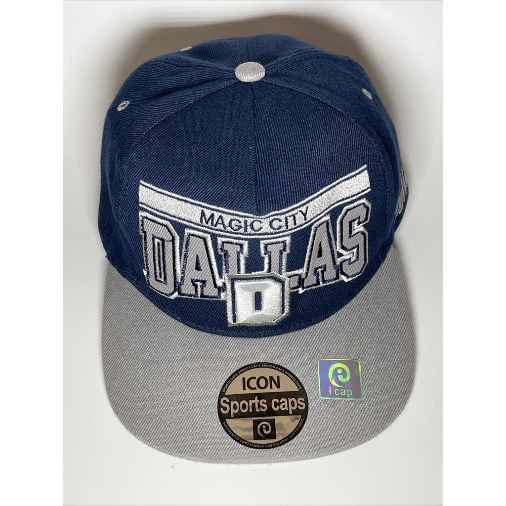 Icon Sports Caps Magic City Dallas Snapback Hat Navy Blue Grey Flat Bill Cap